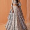 Light Grey White Floral Printed Lehenga