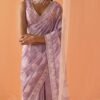 Dusty Lilac White Floral Printed Saree