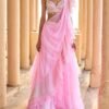 Ombre Pink Ruffled Chiffon Saree