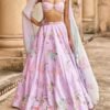 Light Purple Embellished Velvet Lehenga - Image 2