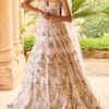 Light Grey Heavy Embellished Net Anarkali Gown - Image 3