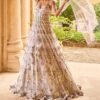 Light Grey Heavy Embellished Net Anarkali Gown