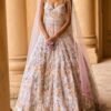 Light Grey and Pink Heavy Embellished Anarkali - Image 3