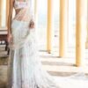 Dusty Blue Heavy Embellished Net Saree